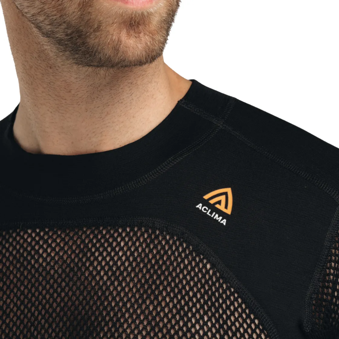 ACLIMA WoolNet Crewneck netundertrøje, herre (Jet Black)