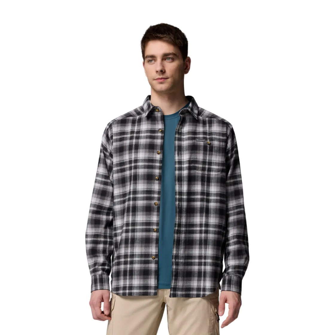 COLUMBIA Cornell Woods Flannel LS, herre (BlackTartan) Clearance