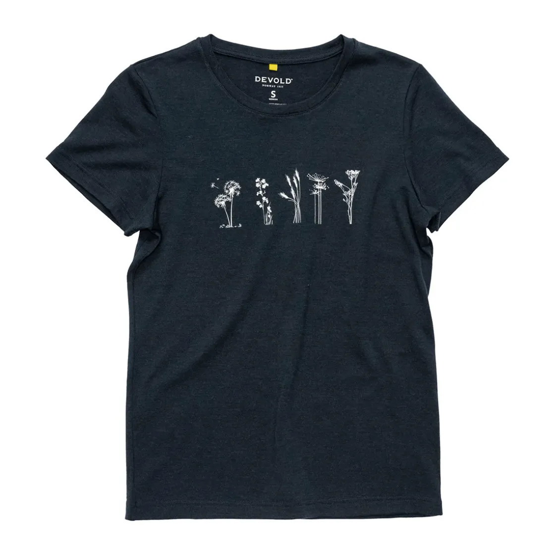DEVOLD Classic Merino 150 Flowers T-shirt, dame (Ink) Clearance
