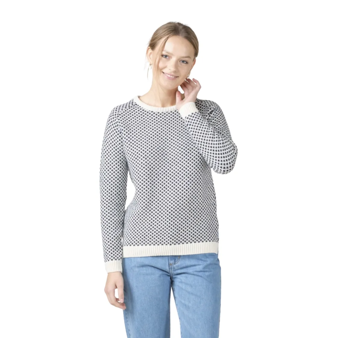 KLITMØLLER COLLECTIV Klitmøller Elaine Knit Sweater, dame (Cream Navy) Sale