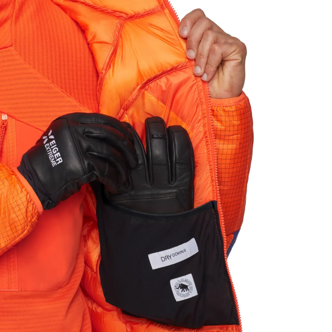 MAMMUT Eiger Nordwand Light Down IN Hooded Dunjakke, herre (Black / Orange) Outlet