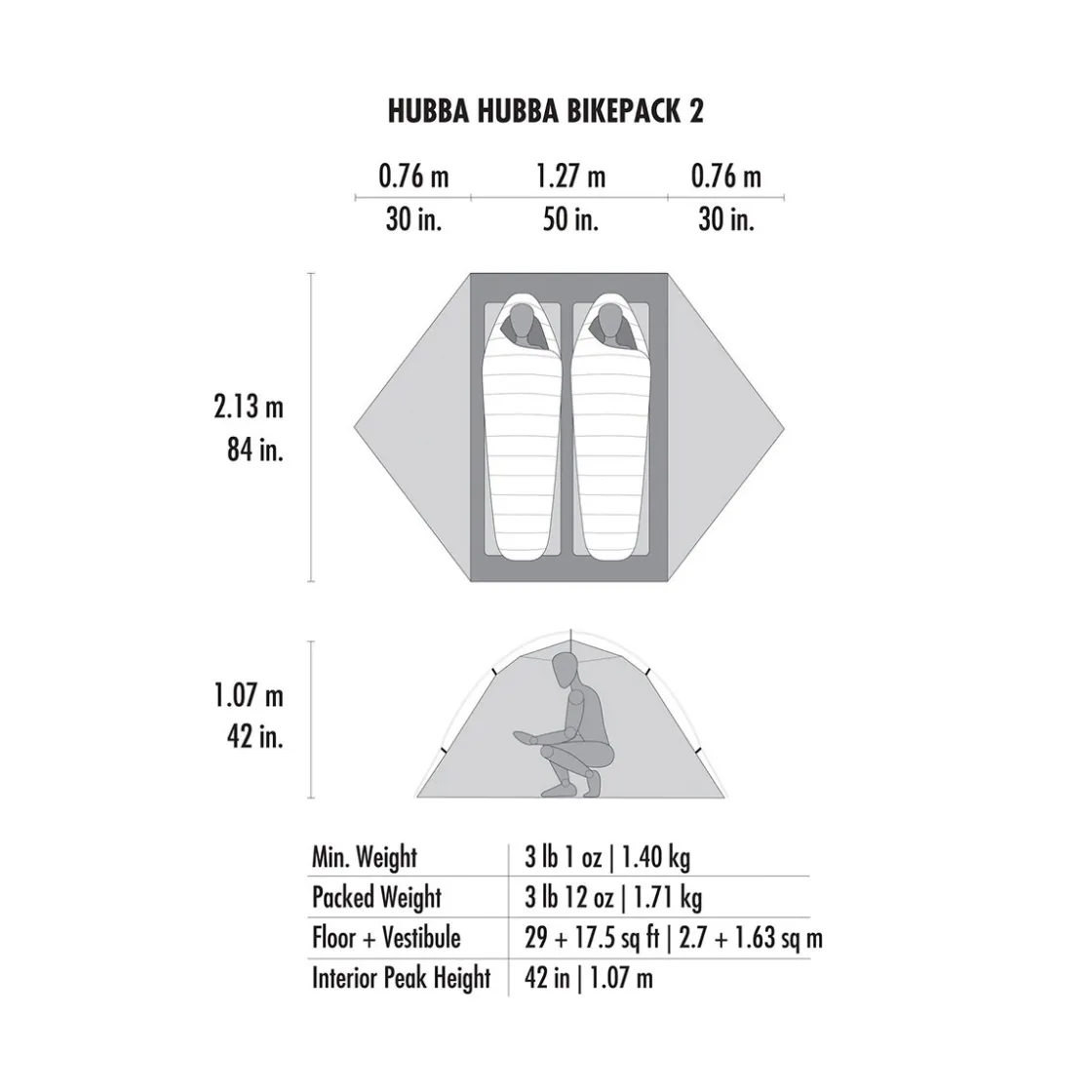 MSR Hubba Hubba Bikepack 2 telt, 2 personer Hot