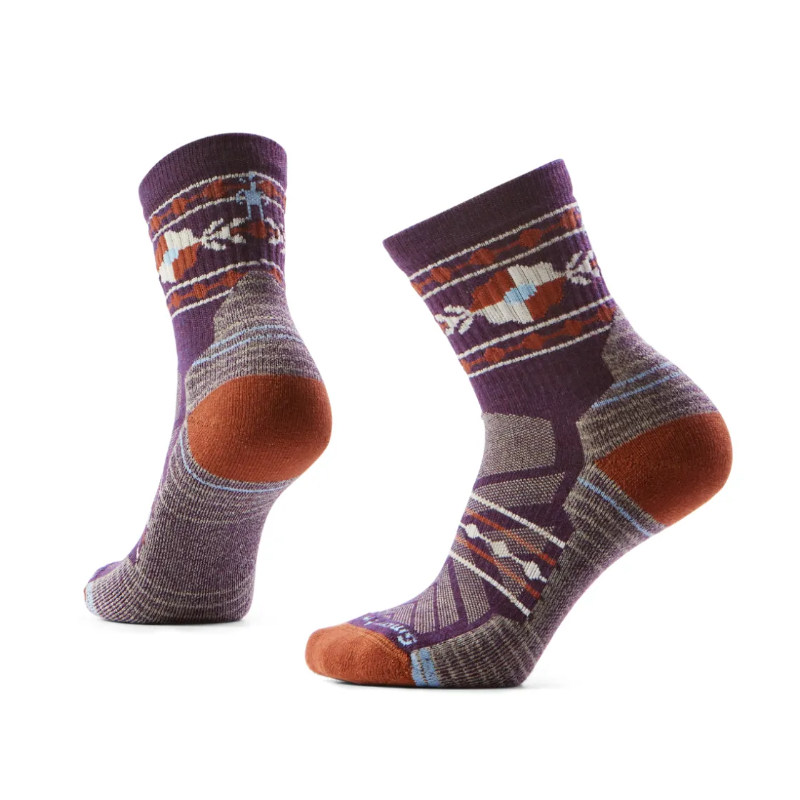 SMARTWOOL Hike Light Cushion Retro Floral Mid Crew Vandresok, dame (Purple Iris) Hot