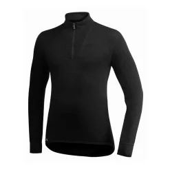 WOOLPOWER Zip Turtleneck 200 uldundertrøje, unisex (Black) Best